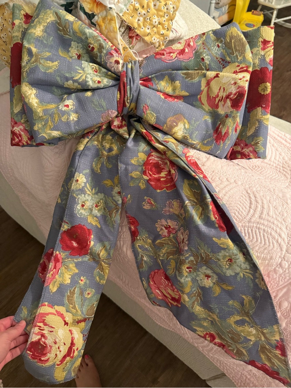 Floral Bow Accent in Lavender and Rose